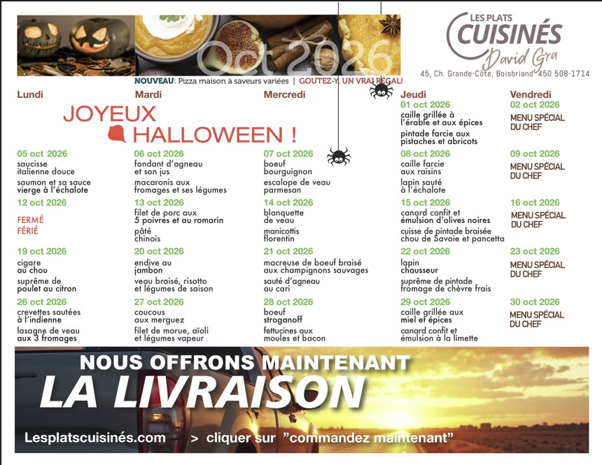menu du mois